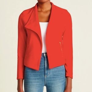 Premise Small Red Blazer NWT Gold Zippers Jacket Top